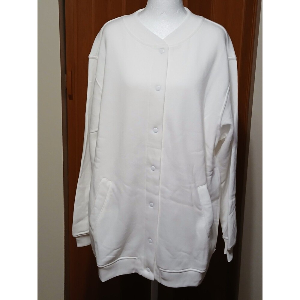 Blair Comfy White Snap button sweater with pockets Large - Picture 2 of 12